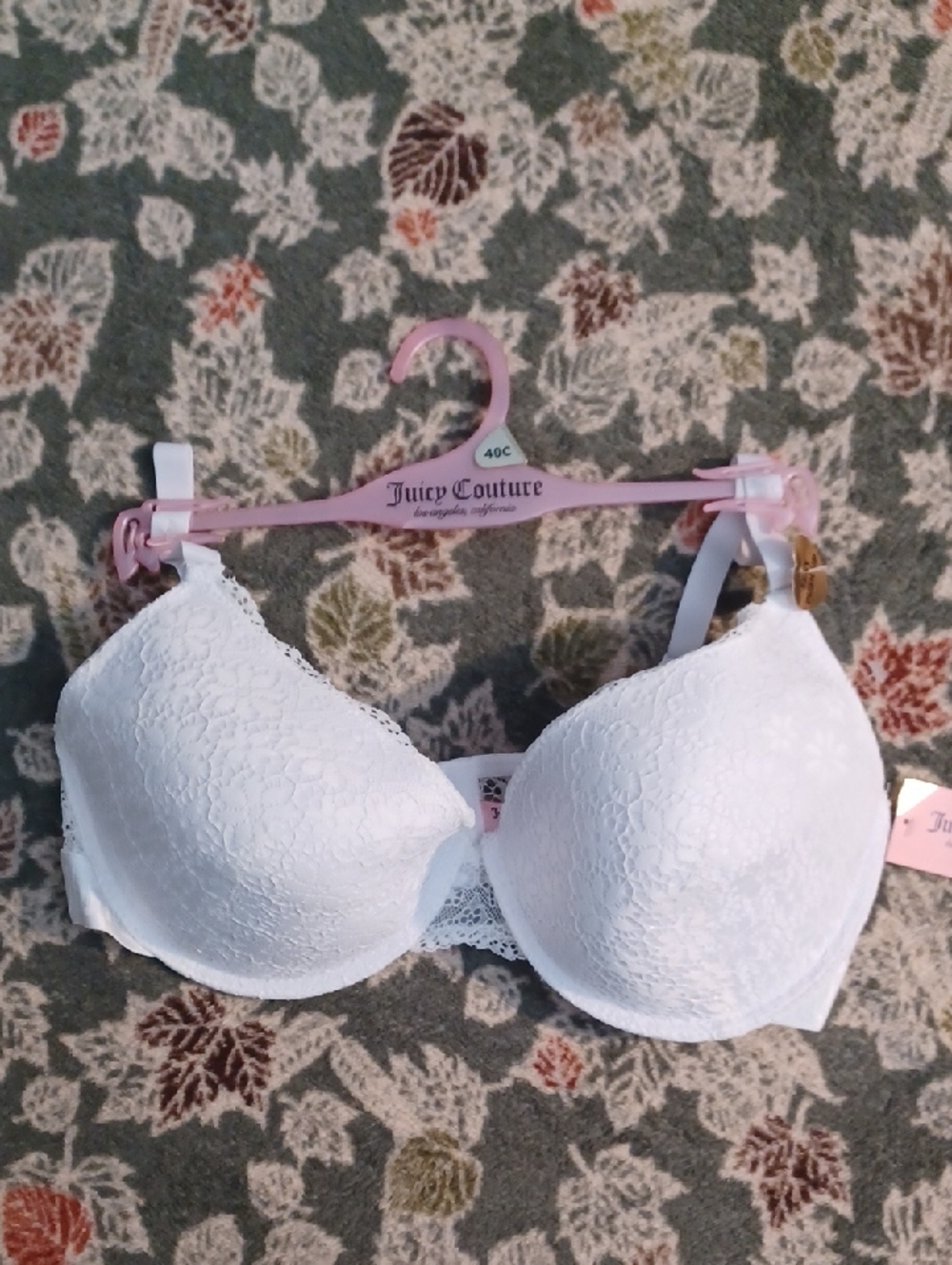 NWT 40C white bra. Juicy Couture Lace Underwire Bra. Padded bra. 40 C bra